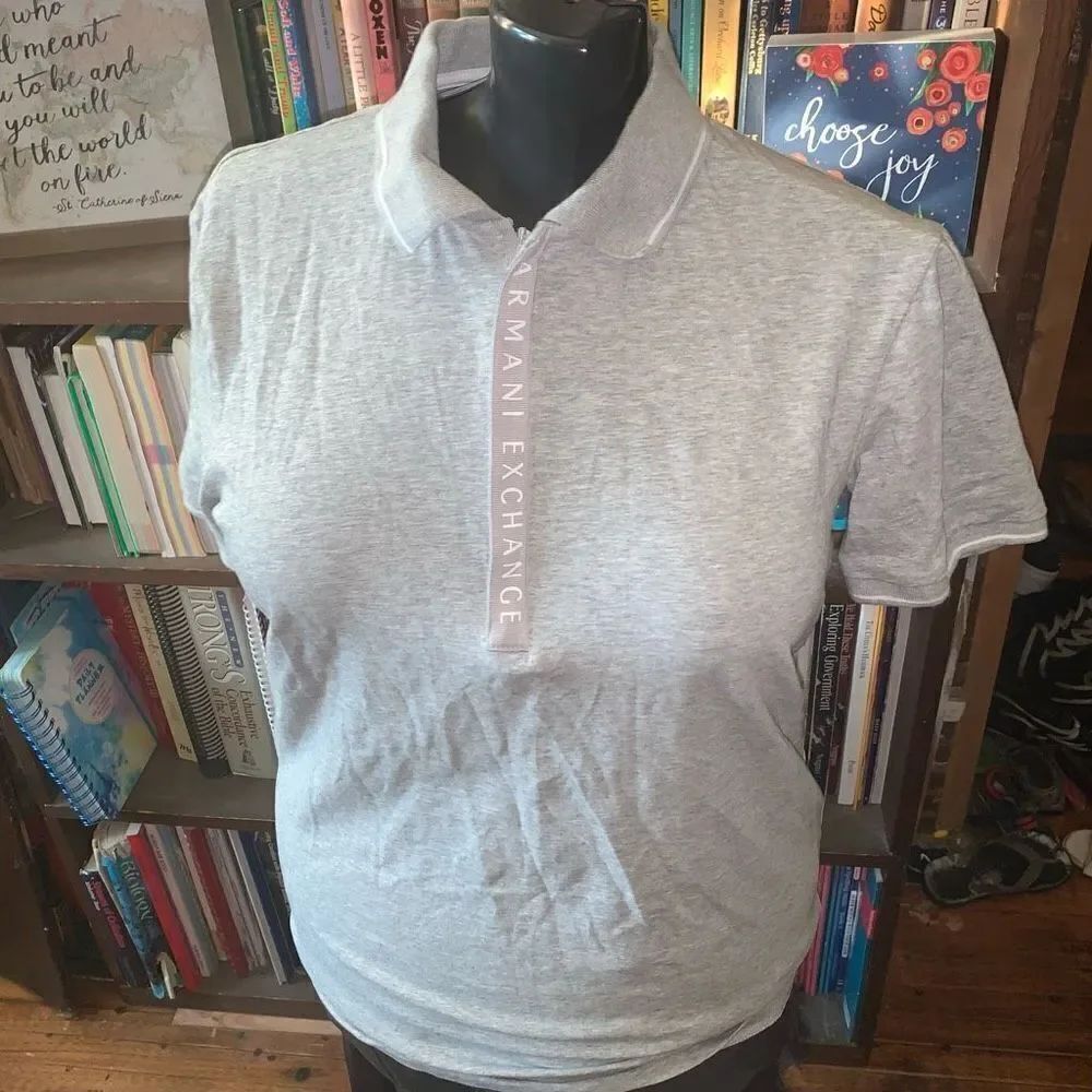 Armani Exchange slim fit preppy M gray polo shirt